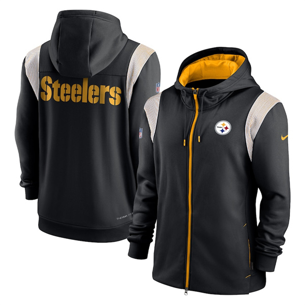 Men's Pittsburgh Steelers Black Zipper Hoodie Men's Pittsburgh Steelers Black Zipper Hoodie